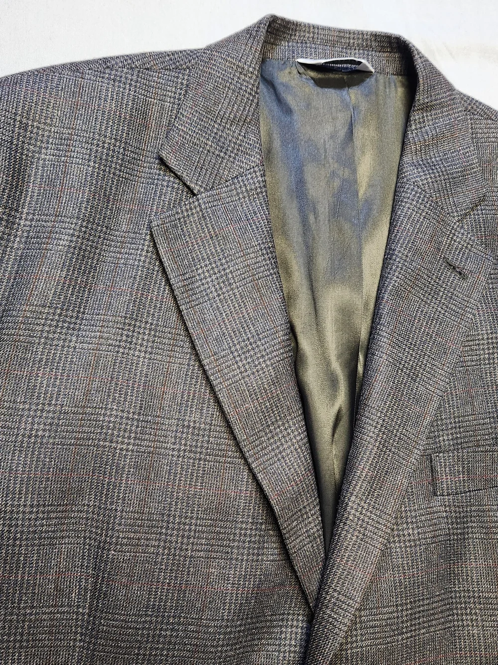 Joseph & Feiss International Sport Coat Blazer 44 Short 44S Silk Wool Plaid Gray